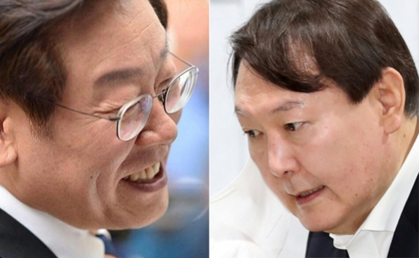 현재 차기 대선주자 지지율 1,2위를 다투고 있는 야권의 윤석열 전 검찰총장과 민주당의 이재명 경기도지사. copyright 데일리중앙