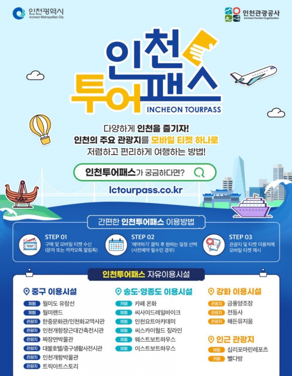 인천의 주요 관광지를 자유롭게 즐길 수 있는 48시간 인천투어패스 통합권이 출시돼 35% 특별할인 판매된다. (포스터=인천시)copyright 데일리중앙