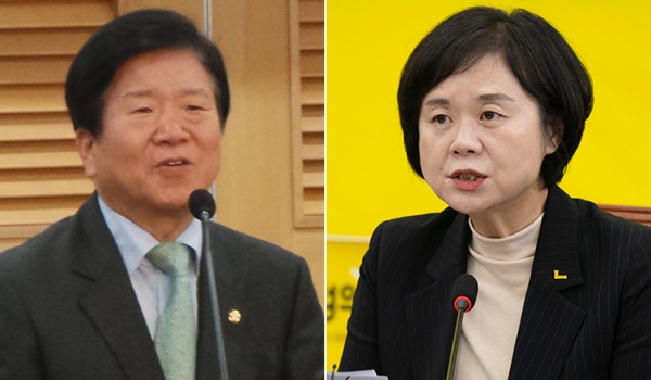 국회의장 출신의 박병석 민주당 국회의원(왼쪽)이 6일 내년 총선 불출마를 선언했다. 정의당에선 이정미 대표(오른쪽)를 비롯한 당 지도부가 이날 전격 사퇴했다.copyright 데일리중앙
